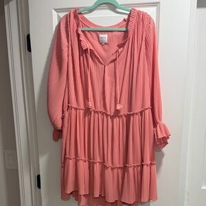 Misa Los Angeles Pink Pleated Dress
